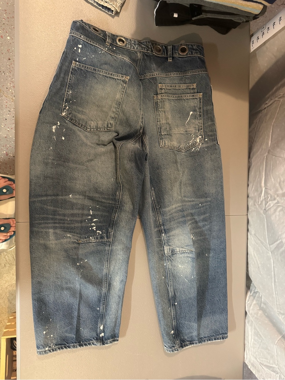 We The Free Faded Blue Relaxed Paint-Splatter Jeans - Picture 2 of 4